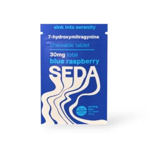 Seda 7-hydroxymitragynine Chewable Tablet Blue Raspberry 30mg Per Tablet